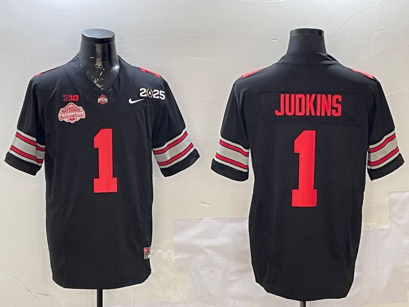 Men Ohio State Buckeyes #1 Judkins Black Three generations Nike 2025 NCAA Jersey->ncaa teams->NCAA Jersey